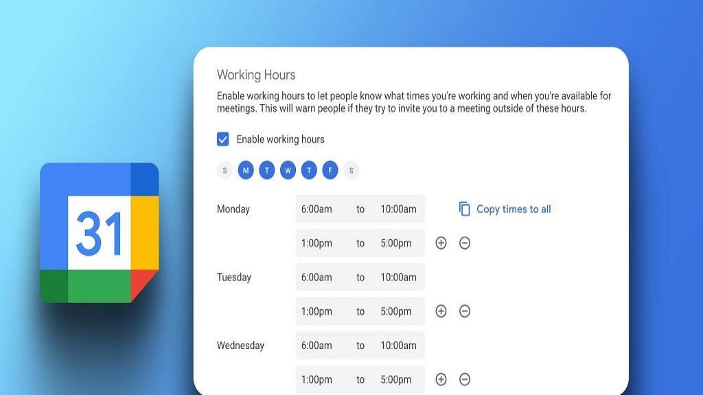 روش تنظیم ساعت کاری در تقویم گوگل کلندر (google calendar)