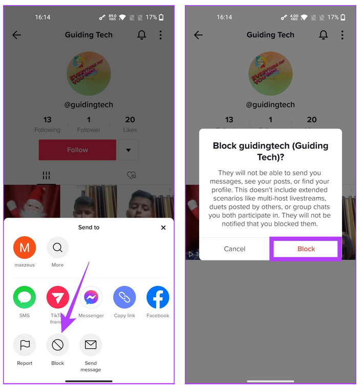 چگونه فردی را در تیک تاک مسدود یا بلاک کنیم 3