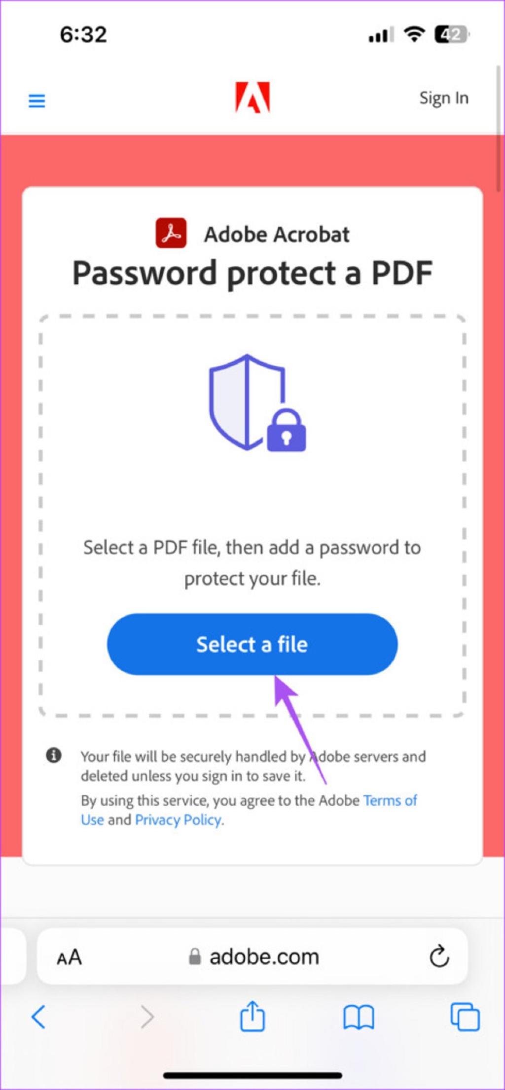 افزودن رمز عبور به PDF با استفاده از Adobe Acrobat در آیفون و آیپد