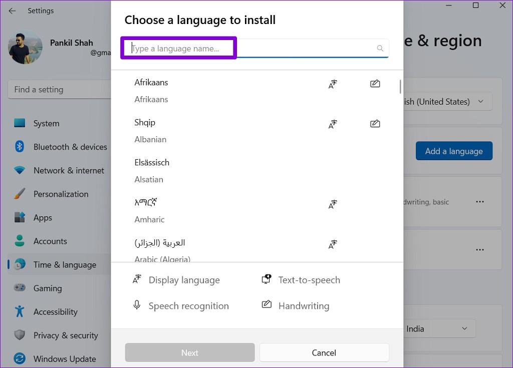تغییر زبان صفحه نمایش در ویندوز 11 مرحله 4