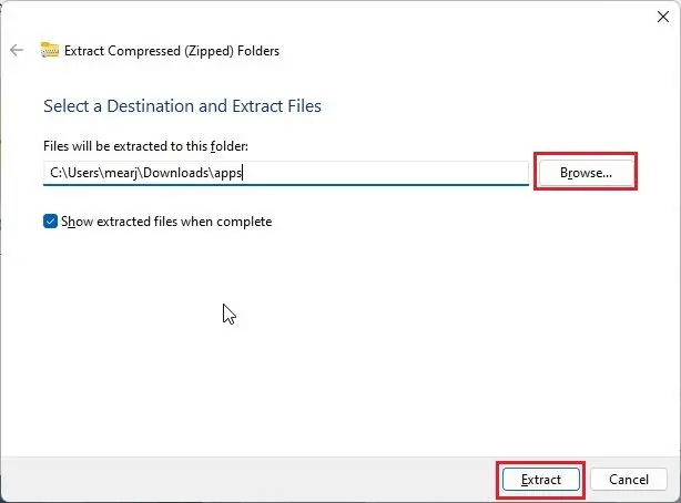 با استفاده از Windows File explorer فایل هارا از حالت فشرده خارج کنید2