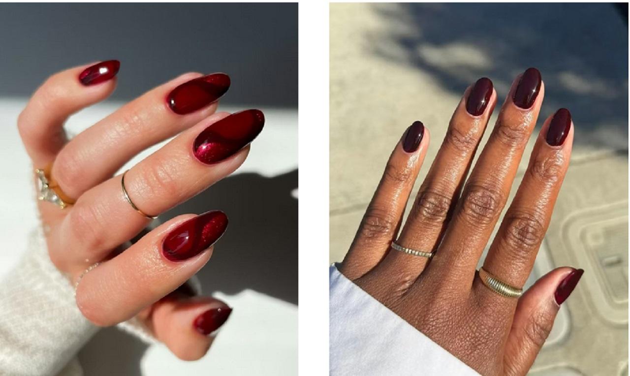 طرح ناخن زمستانی مدل سایه خون آشام