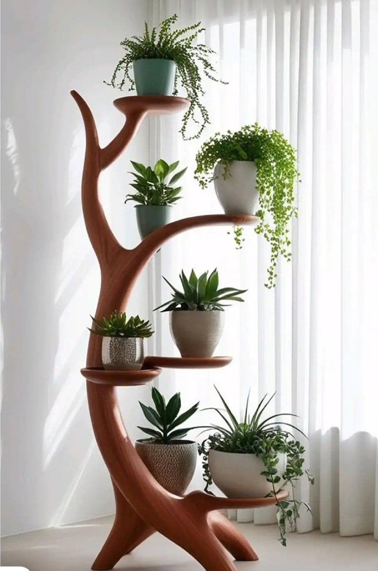 مدل استند چوبی گلدان  شیک 5