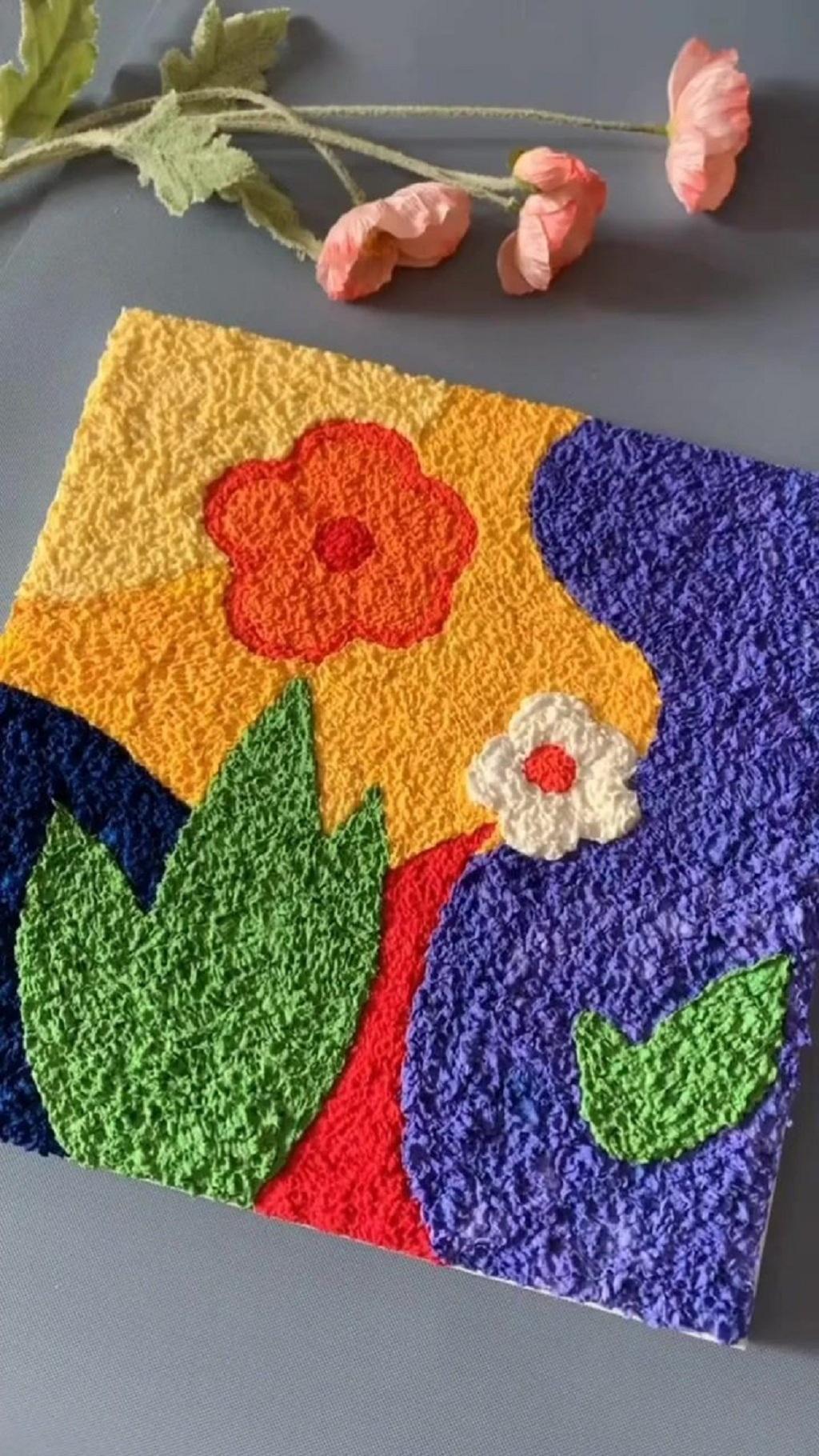 نقاشی با دستمال کاغذی و چسب چوب9