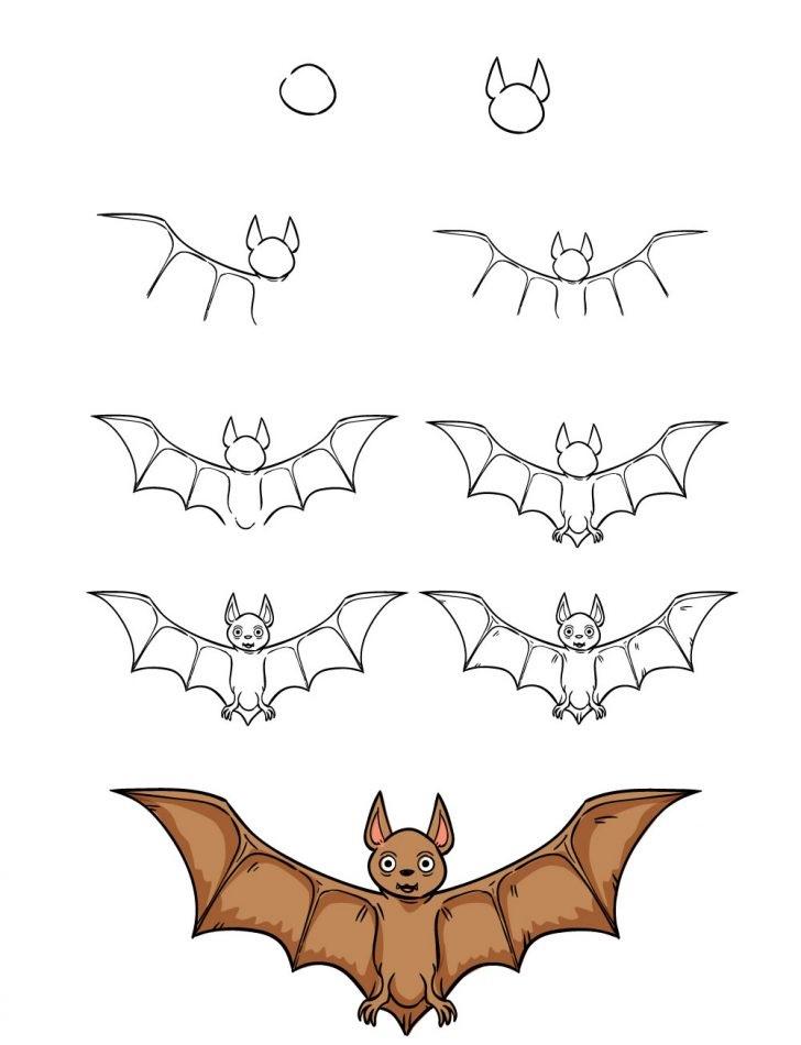 نقاشی خفاش کودکانه برای رنگ آمیزی