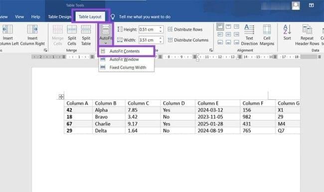 رفع مشکل خارج شدن جدول ورد 5
