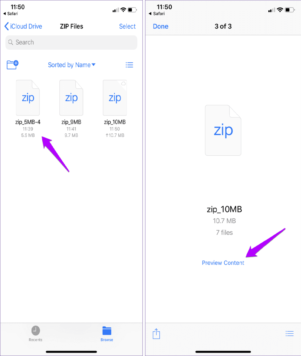 باز کردن فایل ZIP در icloud 3