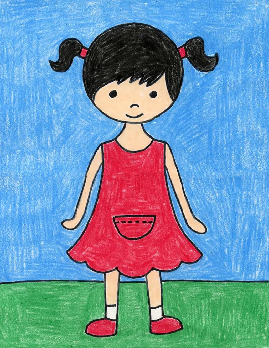 نقاشی روز دختر رنگ شده 4