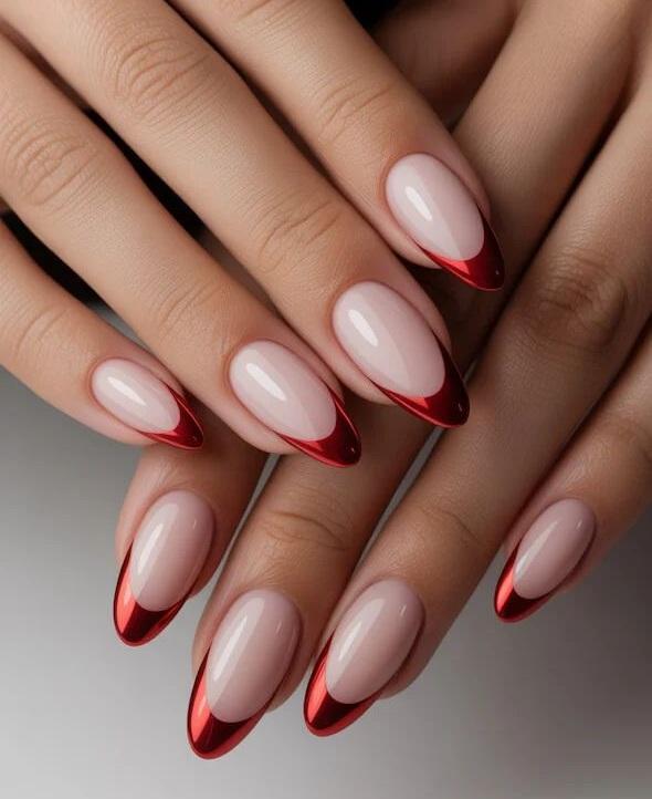 مدل ناخن کروم قرمز 1