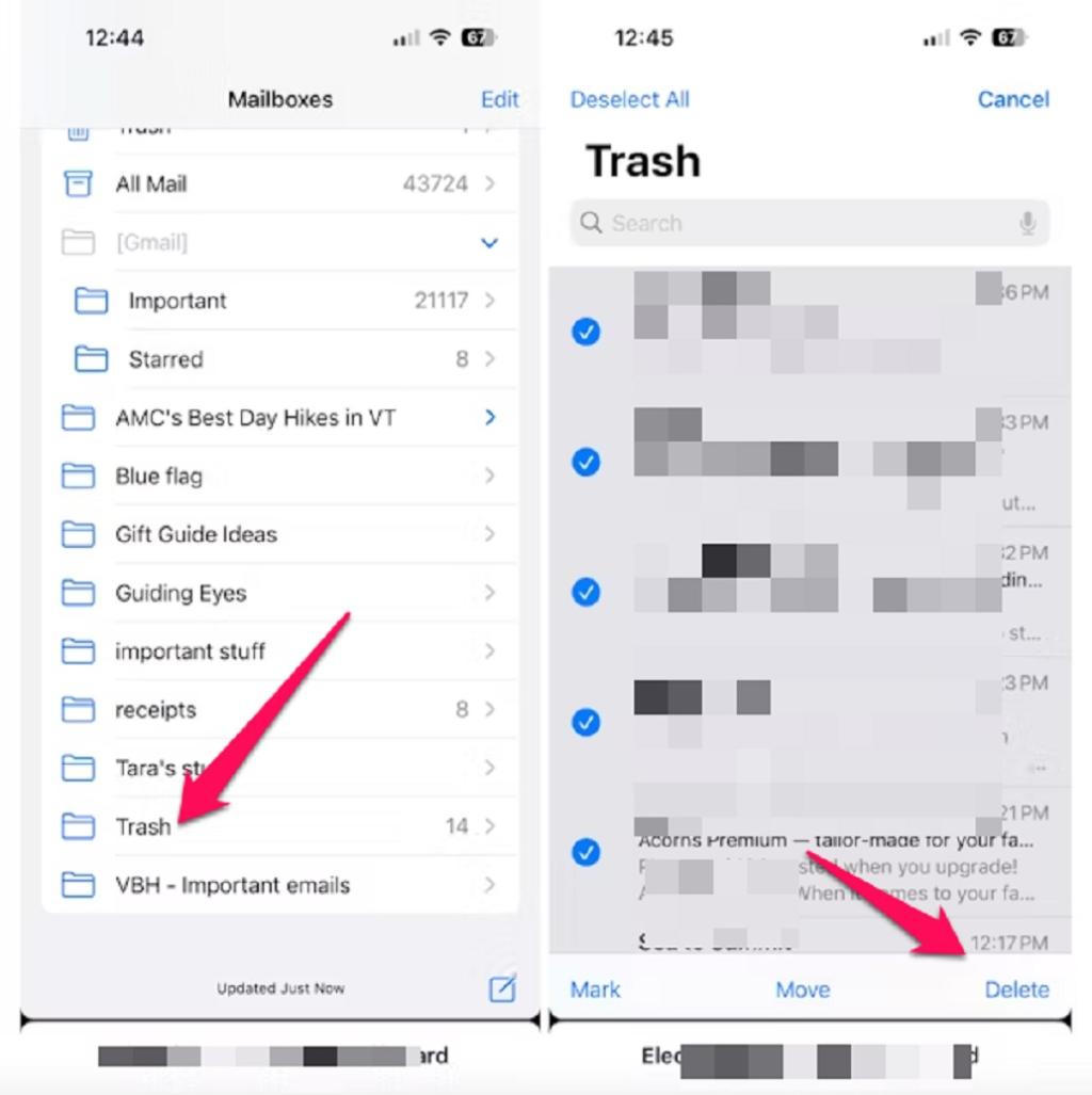 چگونه سطل زباله را در برنامه Mail خالی کنیم؟