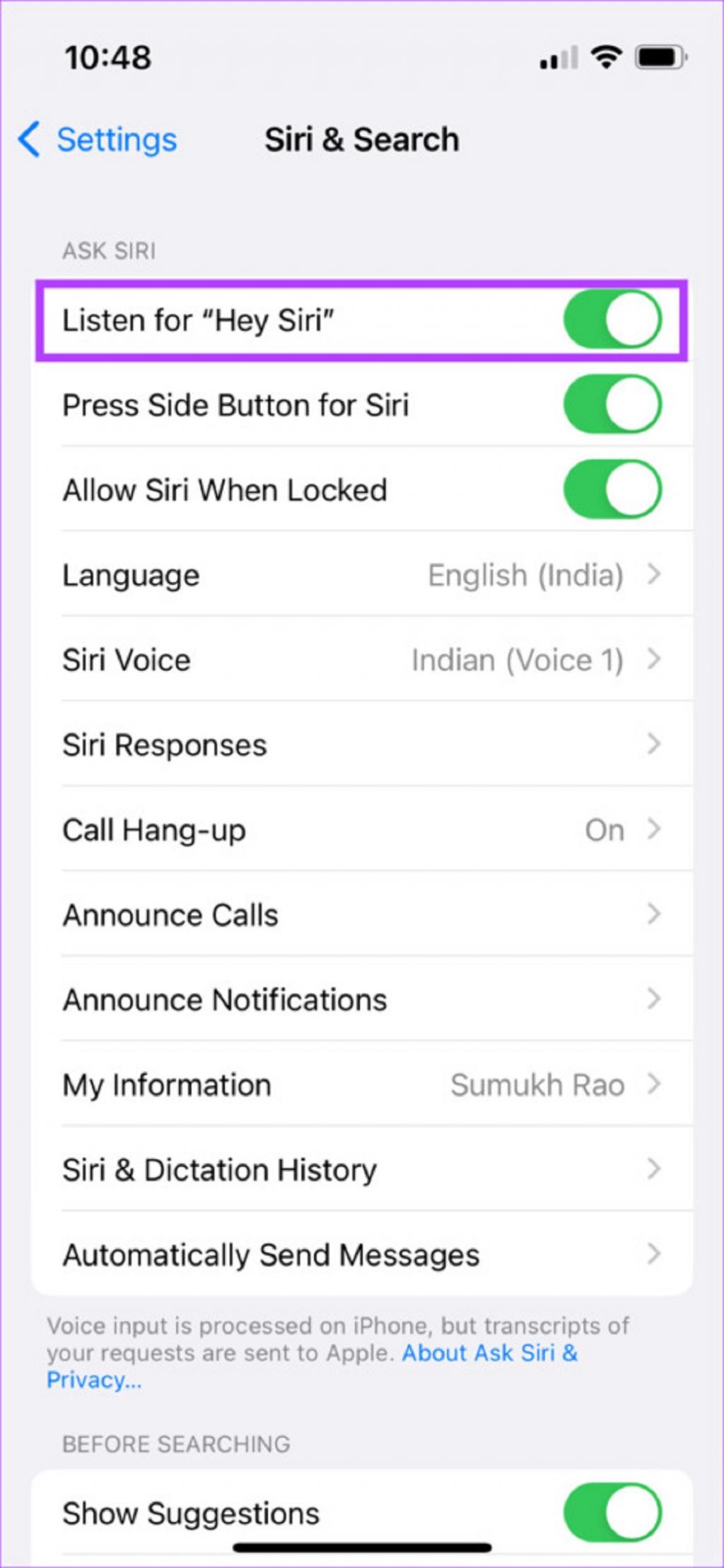 غیرفعال کردن Hey Siri در آیفون یا آیپد برای خاموش کردن کامل siri در ایرپاد