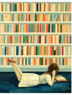  1 نقاشی کتاب و کتابخانه ساده 