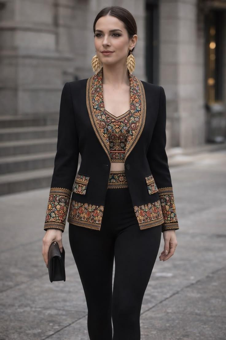 مدل مانتو ژاکارد مشکی طرح دار 3