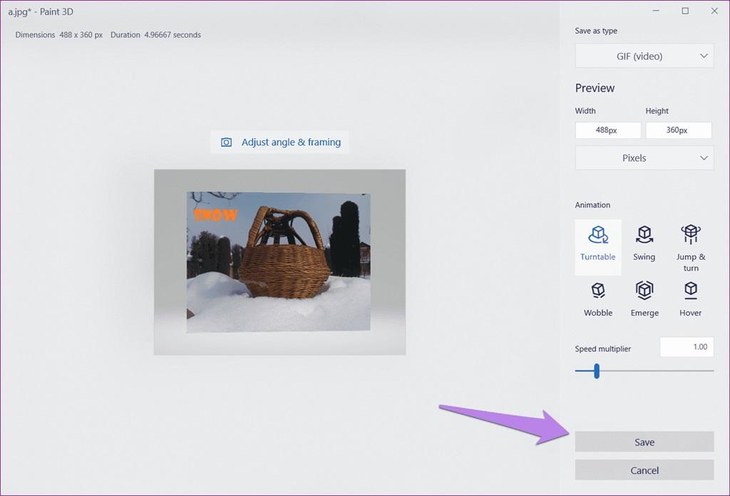 نحوه ساخت  گیف‌های متحرک با استفاده از Paint 3D 6
