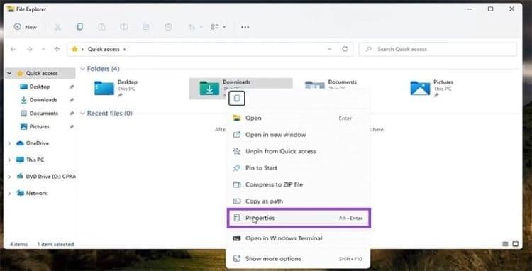 رفع کندی پوشه Downloads 1