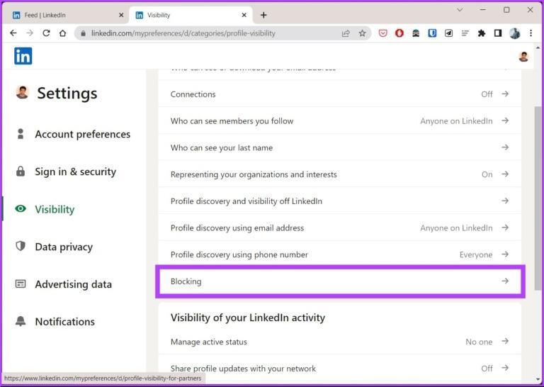 چگونه لیست بلاک لینکدین خود را ببینیم4