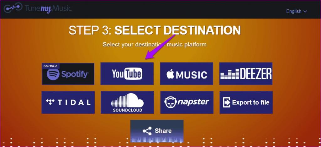  انتقال آهنگ از اسپاتیفای به یوتیوب با استفاده از TuneMyMusic 5