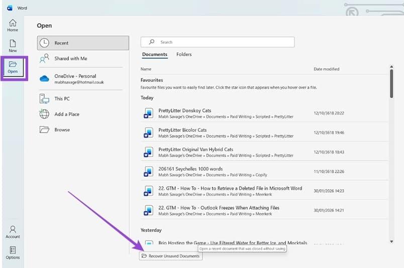 روشهای بازیابی فایلهای حذفشده در مایکروسافت ورد 5