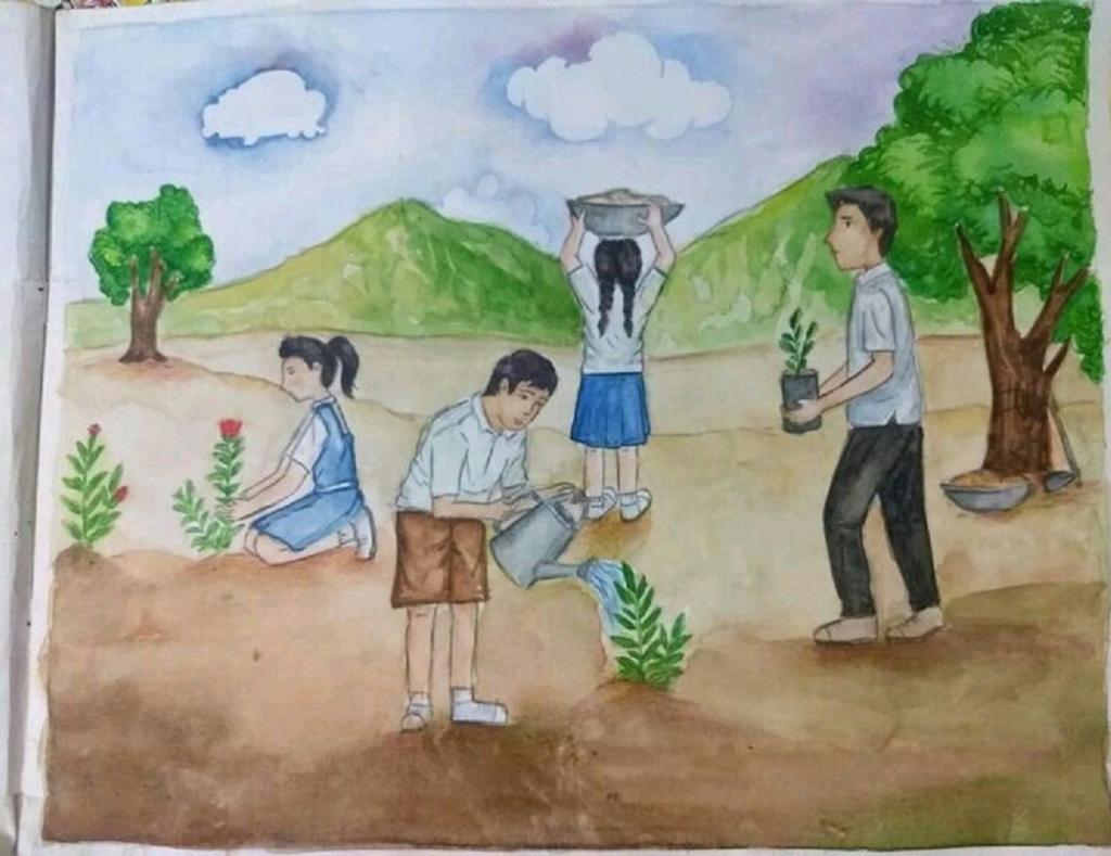 نقاشی روز درختکاری برای کلاس ششم 3