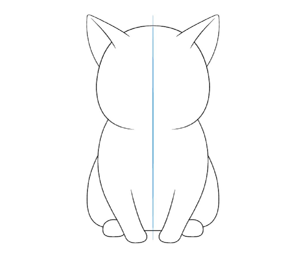 نقاشی گربه به سبک انیمه: کشیدن پاهای عقب گربه