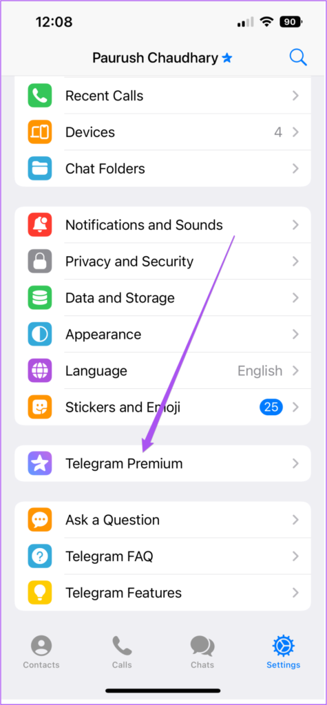 نحوه کنسل کردن تلگرام پریمیوم در آیفون/9
