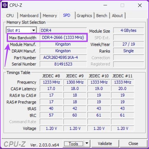 نحوه بررسی سرعت رم در ویندوز 11: بررسی سرعت RAM با استفاده از CPU-Z 4