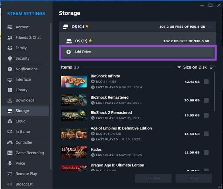 نحوه رفع خطای «فضای کافی روی دیسک نیست» در استیم 4