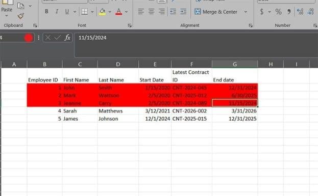 نحوه قالببندی کل یک ردیف در اکسل 4