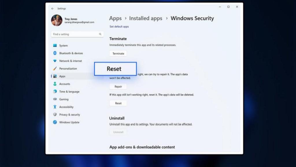 روش بازنشانی و ریست کردن (security-windows) در ویندوز 11
