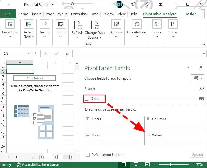 محاسبه درصد تغییرات Excel Pivot Table4