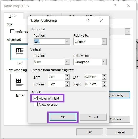 رفع مشکل خارج شدن جدول ورد 13