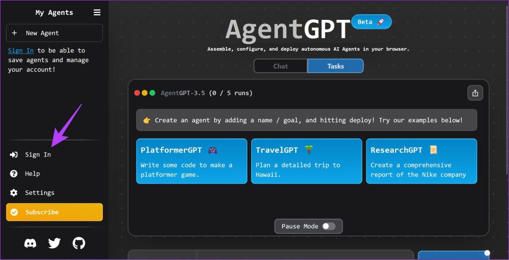 نحوه استفاده از AGENTGPT1