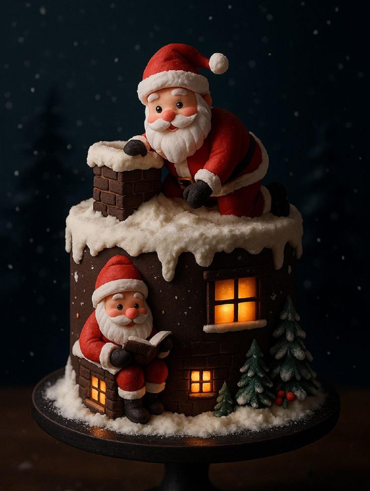 کیک کریسمس با طرح بابانوئل 4