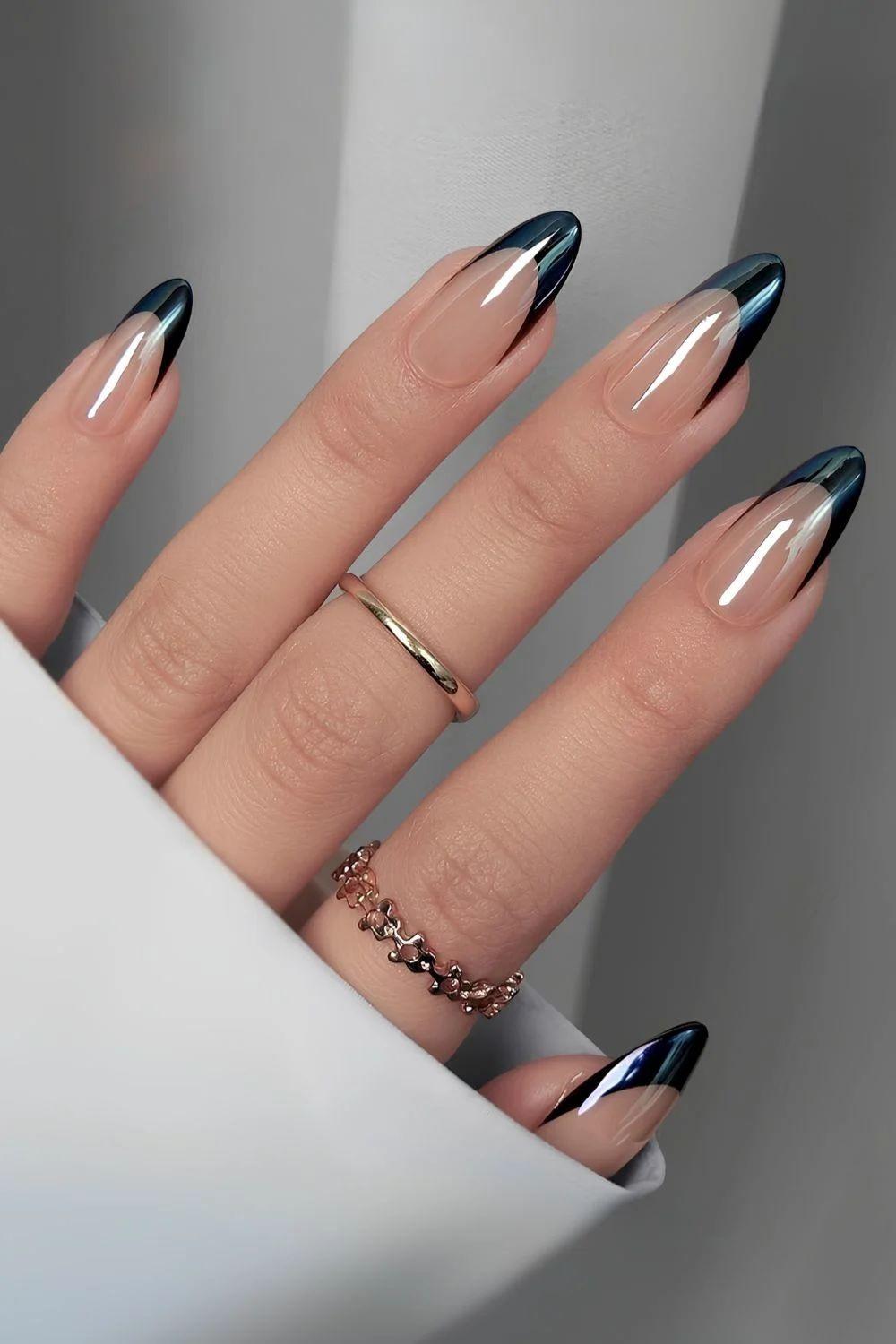 مدل ناخن کروم مشکی 2