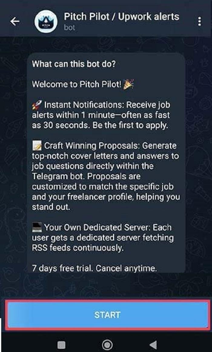 نحوه استفاده از Pitch Pilot برای یافتن شغل جدید در تلگرام 3