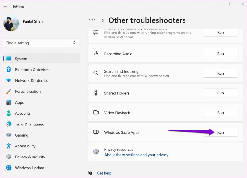 اجرا ابزار Windows Store Apps Troubleshooter