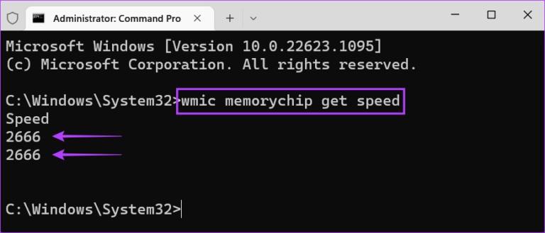 نحوه بررسی سرعت رم در ویندوز 11 با استفاده از Command Prompt3