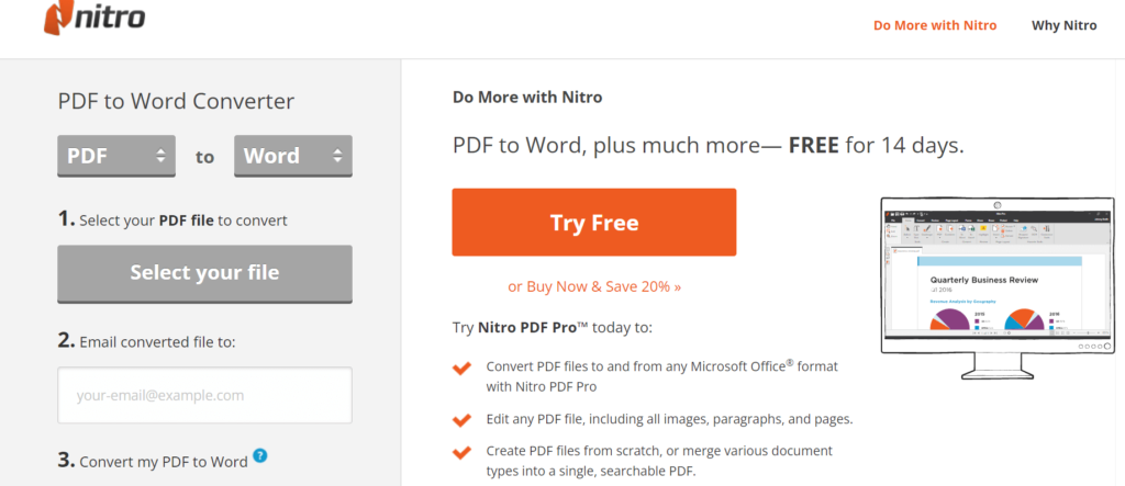 بهترین مبدل های PDF به Word : برنامه Nitro PDF converter