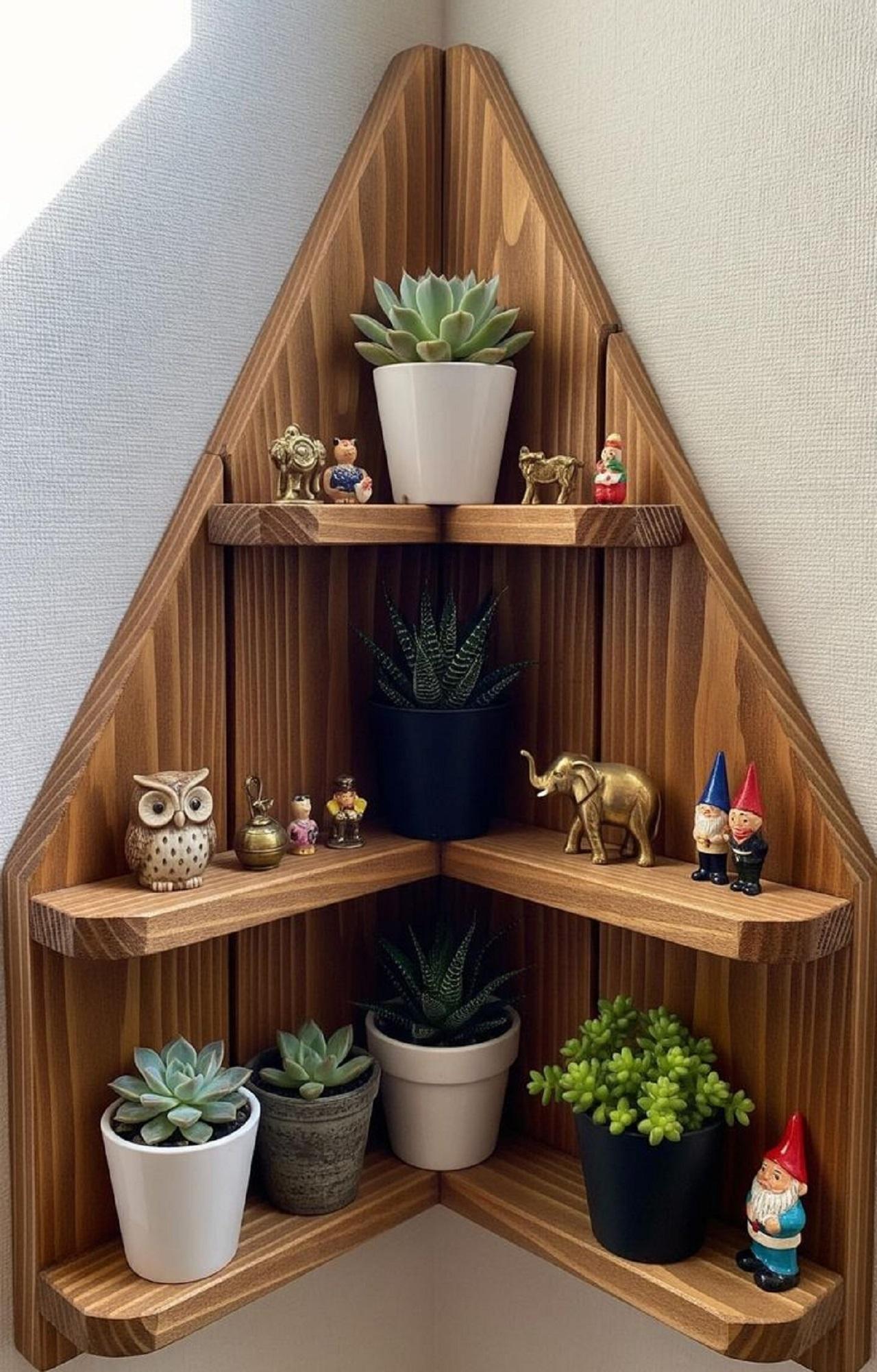 مدل شلف دیواری چوبی کنجی 1