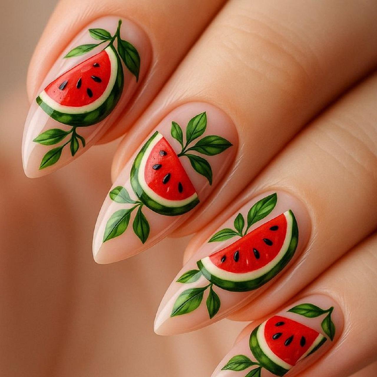 مدل ناخن شب یلدا هندوانهای شیک 2