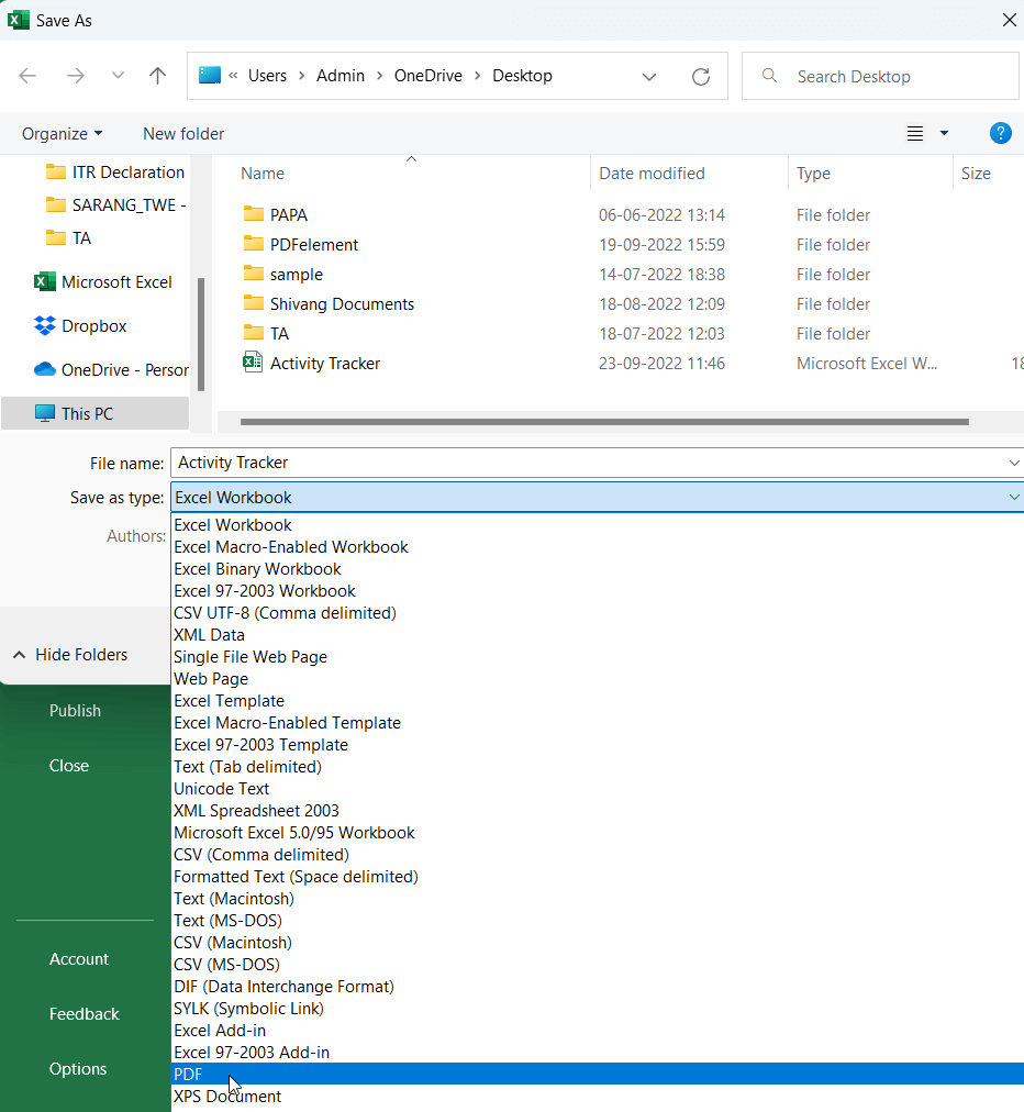  تبدیل فایل اکسل به پی دی ف با استفاده از مایکروسافت اکسل 2