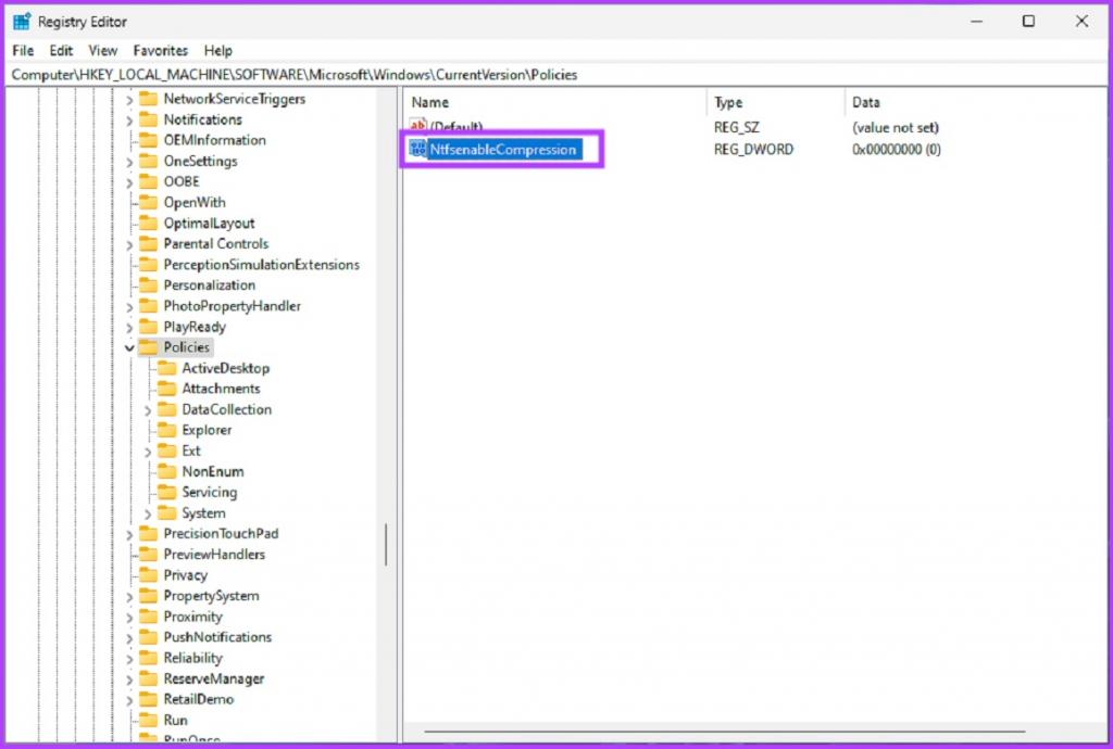 فعال کردن ویژگی فشرده سازی فایل NTFS با استفاده از  Registry Editor
