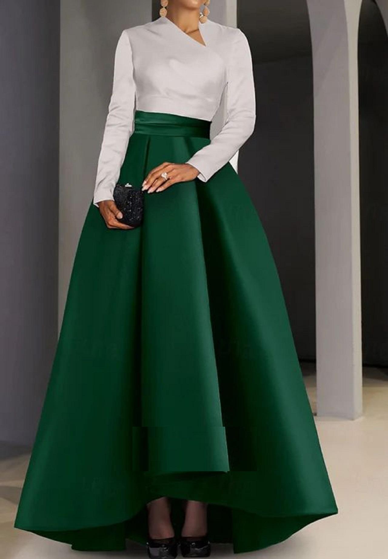 لباس یلدایی عروس دوتکه سبز و سفید