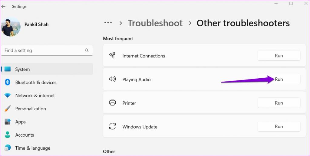  اجرا کردن Audio Troubleshooter 