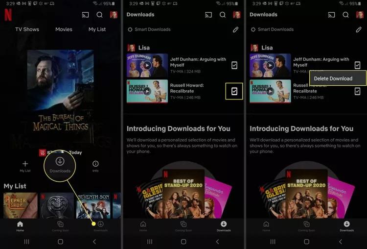 نحوه حذف دانلودهای نتفلیکس