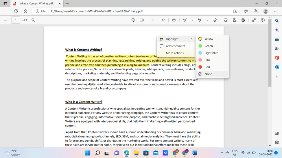 چگونه با استفاده از Microsoft Edge نکات  هایلایت را از PDF حذف کنیم؟/2