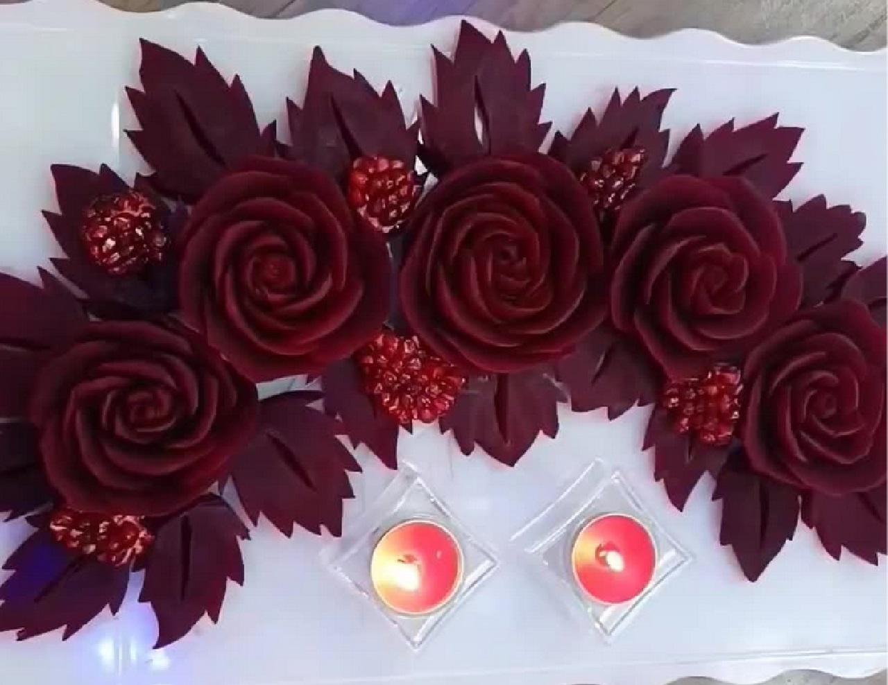 تزیین لبو یلدایی به شکل گل شیک و زیبا