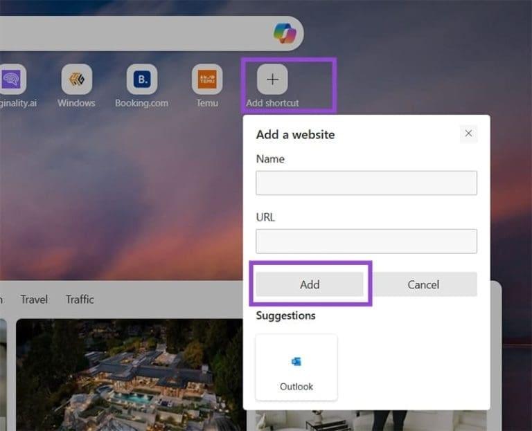 شخصی سازی Microsoft Edge از طریق افزودن لینک های سریع  3