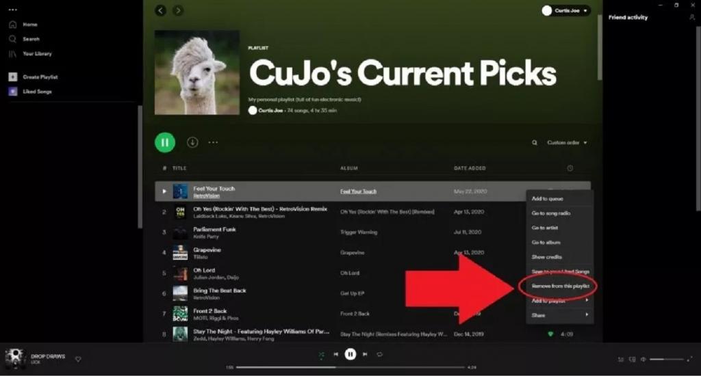 نحوه حذف آهنگ ها از لیست پخش Spotify در دسکتاپ