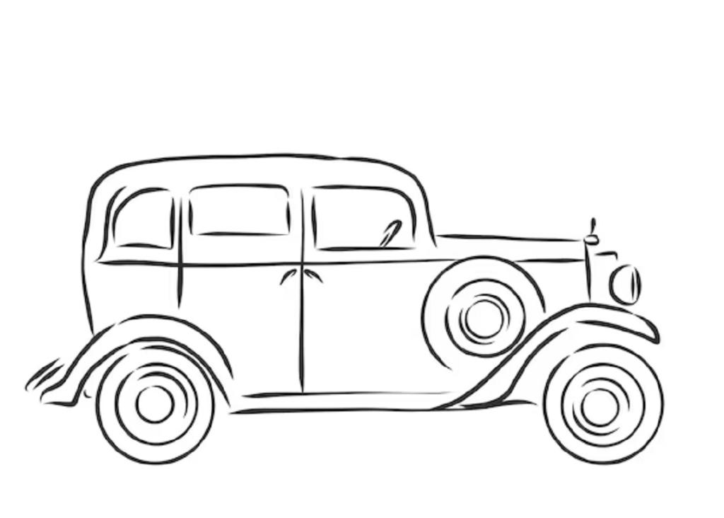 مدل نقاشی ماشین قدیمی ساده4